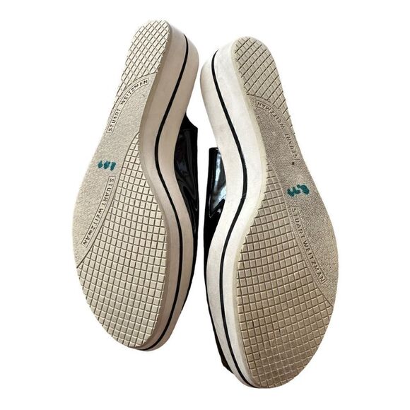 Stuart Weitzman | Black Colorblock Slingback Patent Wedge Peep Toe Pump | 8 - Picture 6 of 7